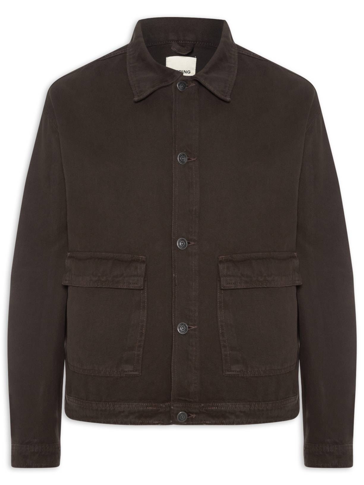 Jaqueta Jeans Masculina Com Bolsos Frontais Marrom Hering