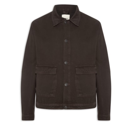 Jaqueta Jeans Masculina Com Bolsos Frontais - Marrom