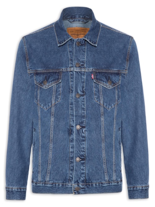 Jaqueta Jeans Masculina Relaxed Fit Trucker - Azul