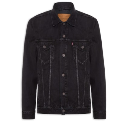Jaqueta Jeans Masculina Relaxed Fit Trucker - Preto