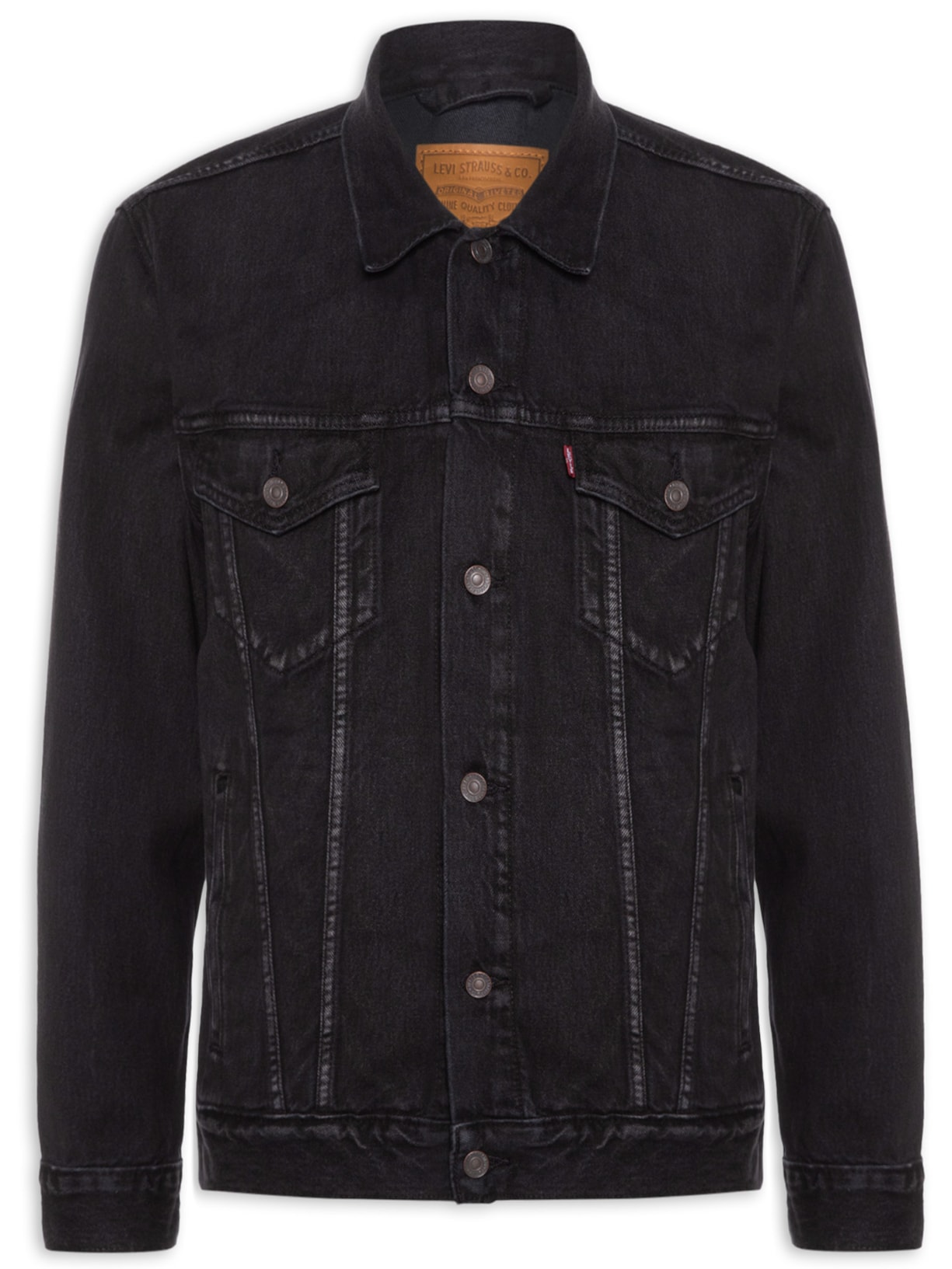 Jaqueta Jeans Masculina Relaxed Fit Trucker - Preto