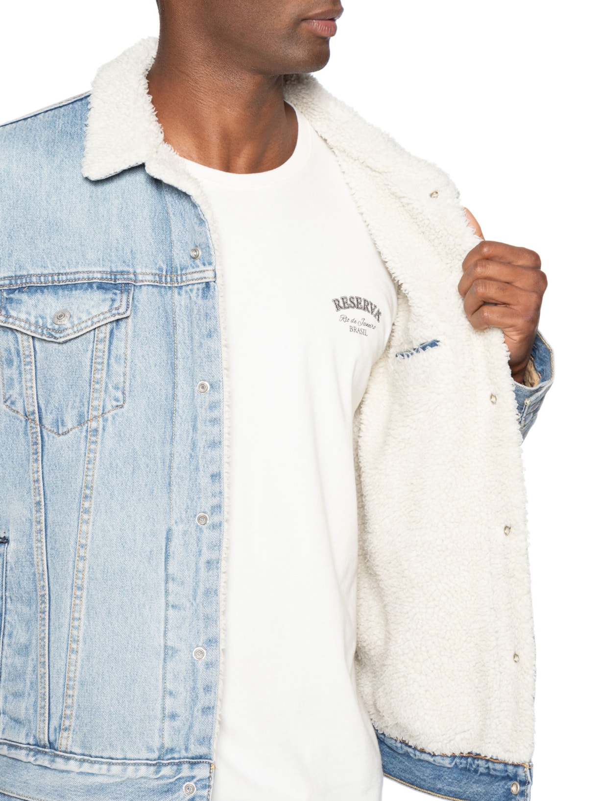 Jaqueta Jeans Masculina Type 3 Sherpa Trucker Azul Levi's