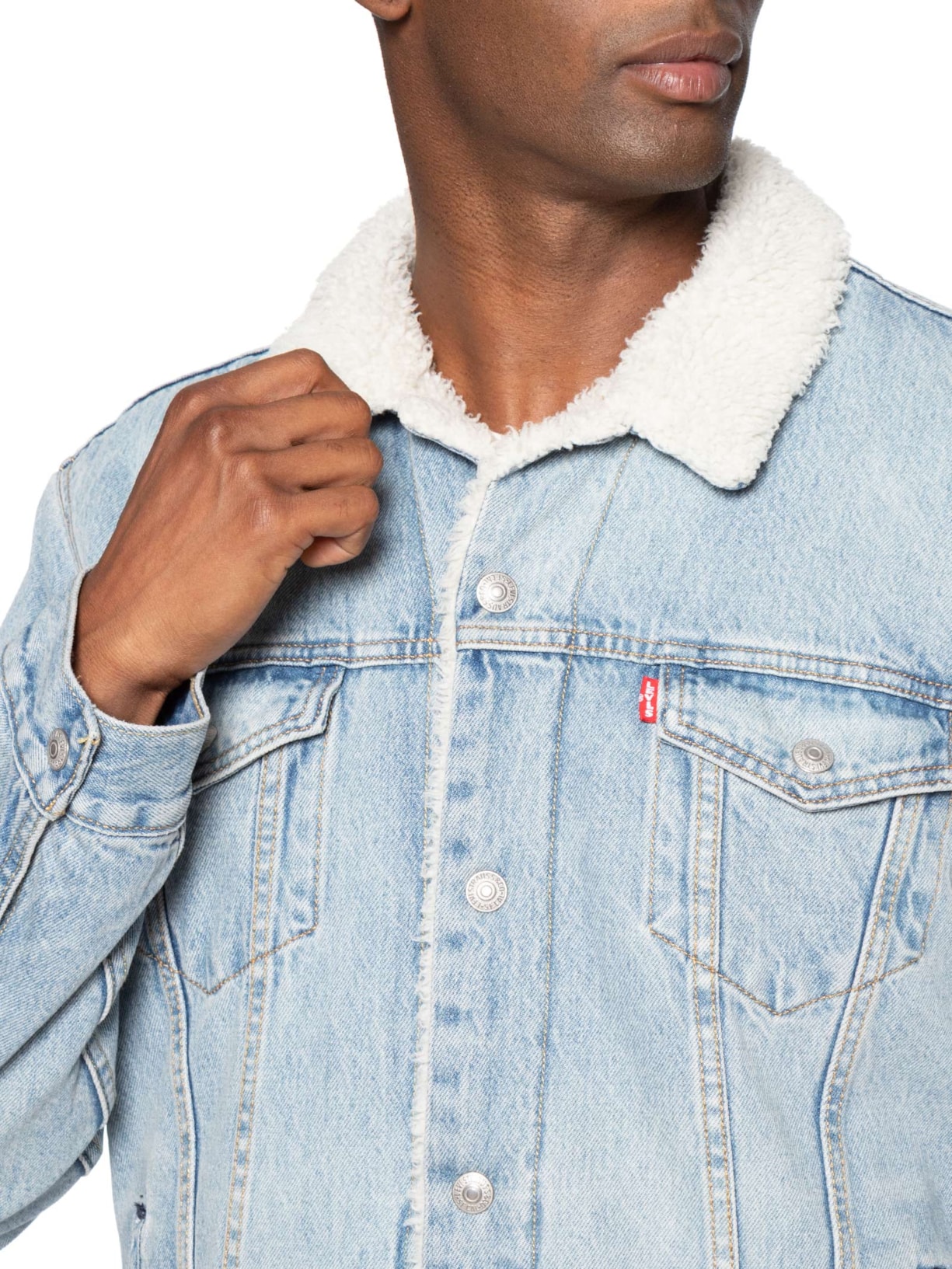 Jaqueta Jeans Masculina Type 3 Sherpa Trucker Azul Levi's