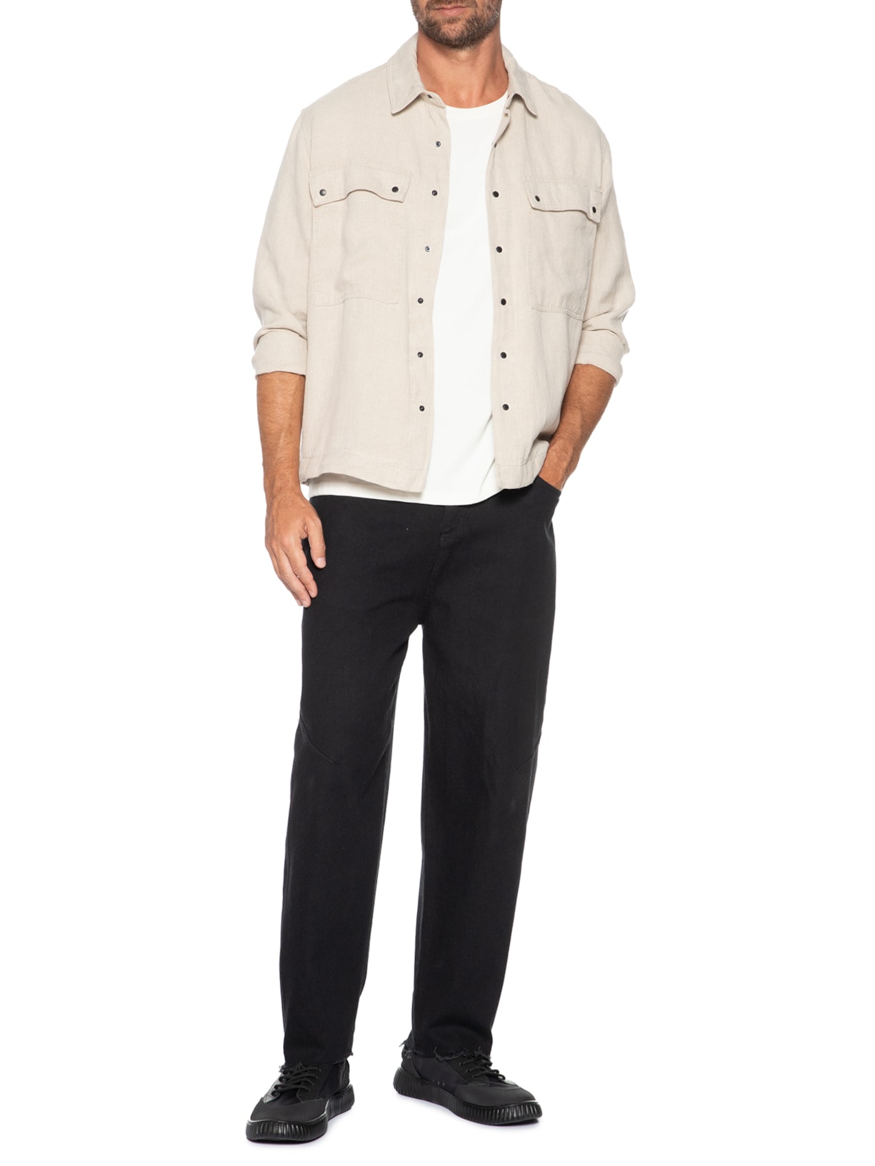 Jaqueta Jeans Masculina Utility Linen Over Bege Osklen