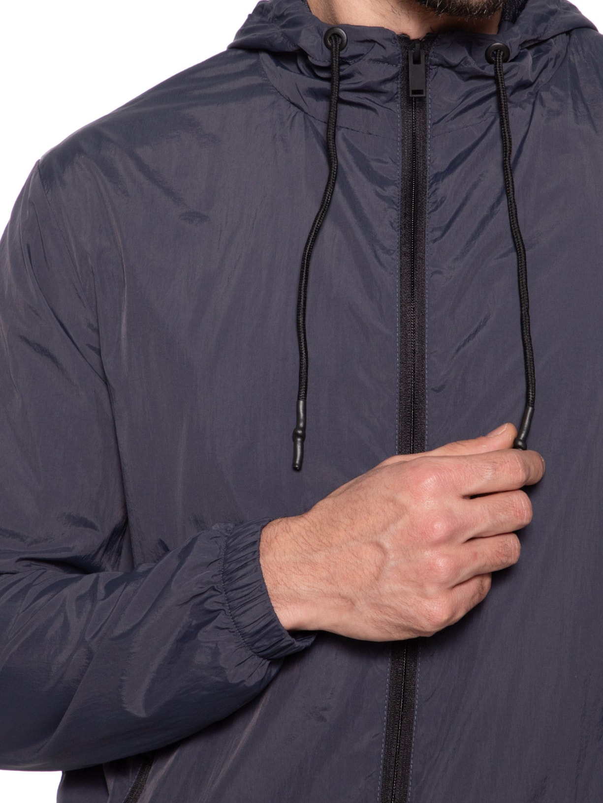 Jaqueta Masculia Corta Vento Com Capuz Azul '2 Essential