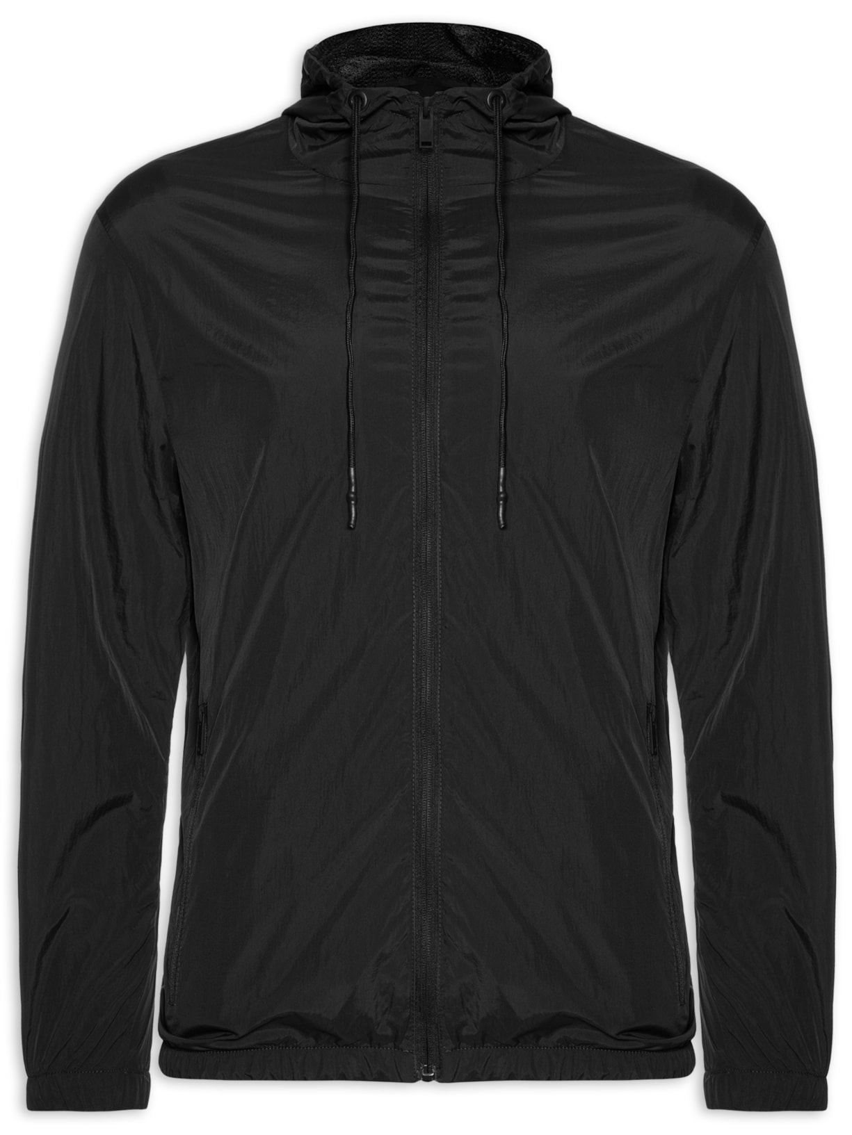 Jaqueta Masculia Corta Vento Com Capuz Preto '2 Essential