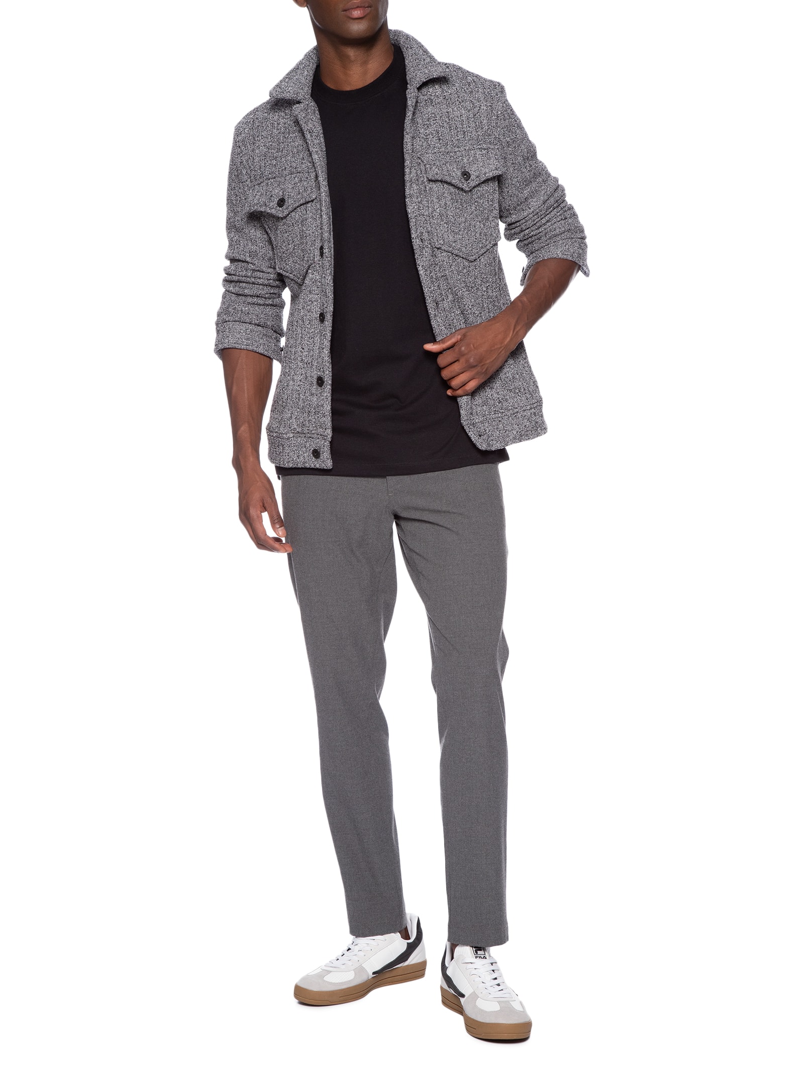 Moske　2 Sergio K. - Jaqueta Masculina 5 Pockets Tweed - Cinza