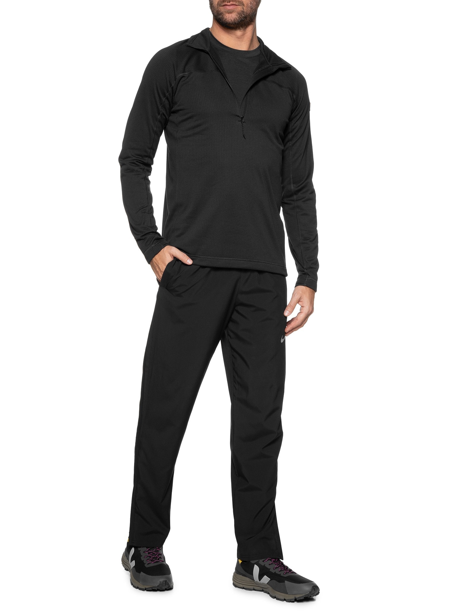 Fjällräven - Jaqueta Masculina Abisko Lite Fleece 1/2 Zip - Preto