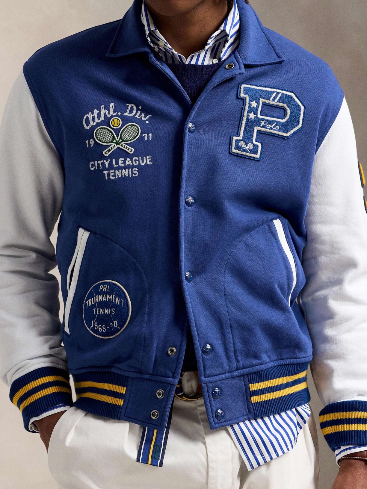 Jaqueta Masculina Athletic Club Varsity Azul Polo Ralph Lauren