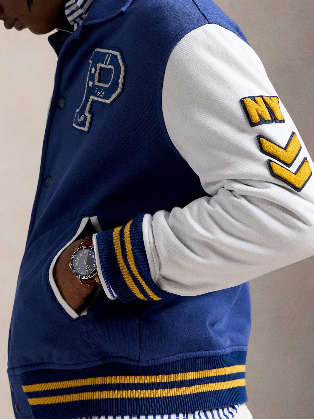 Jaqueta Masculina Athletic Club Varsity Azul Polo Ralph Lauren