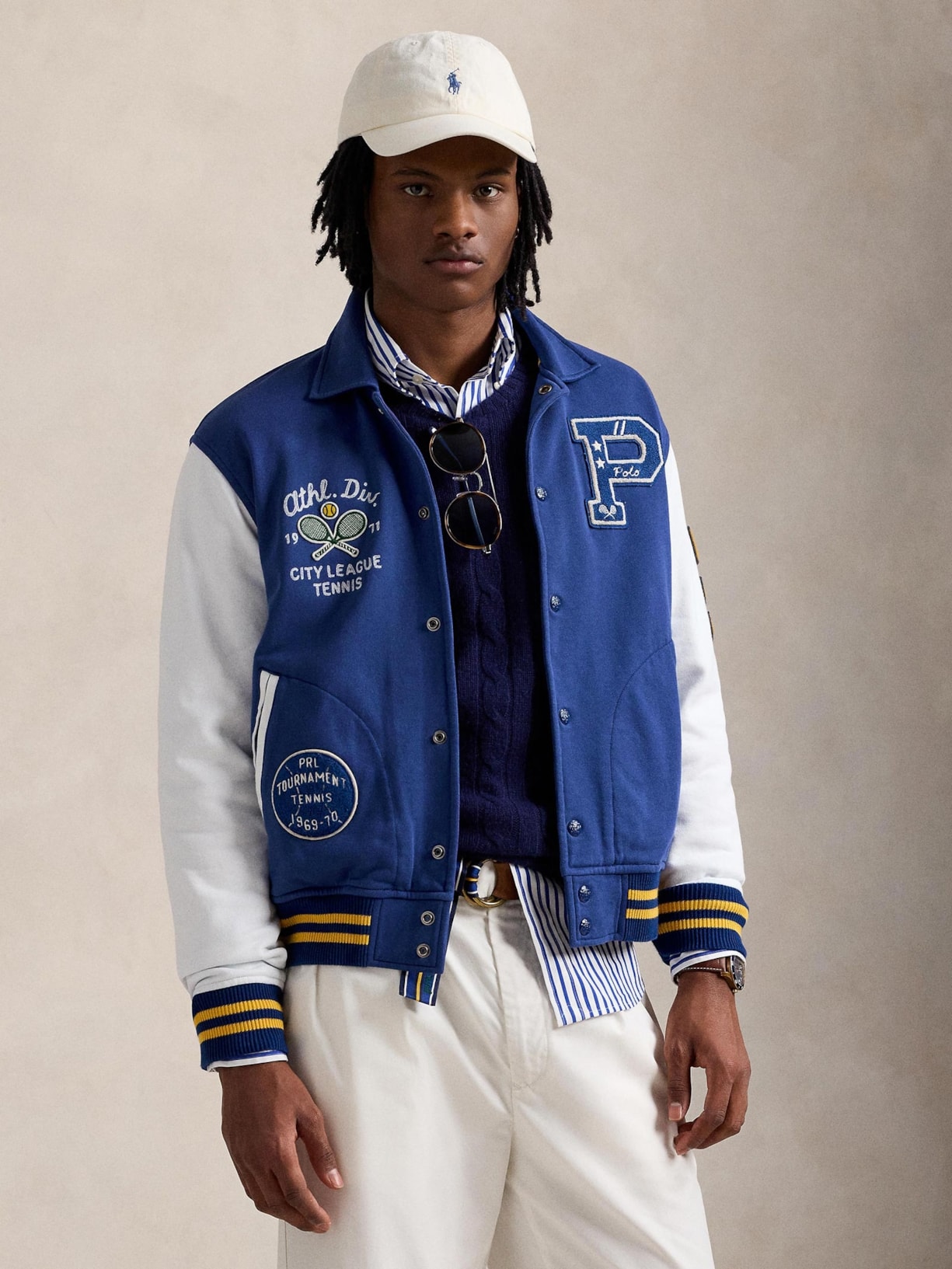 Jaqueta Masculina Athletic Club Varsity Azul Polo Ralph Lauren