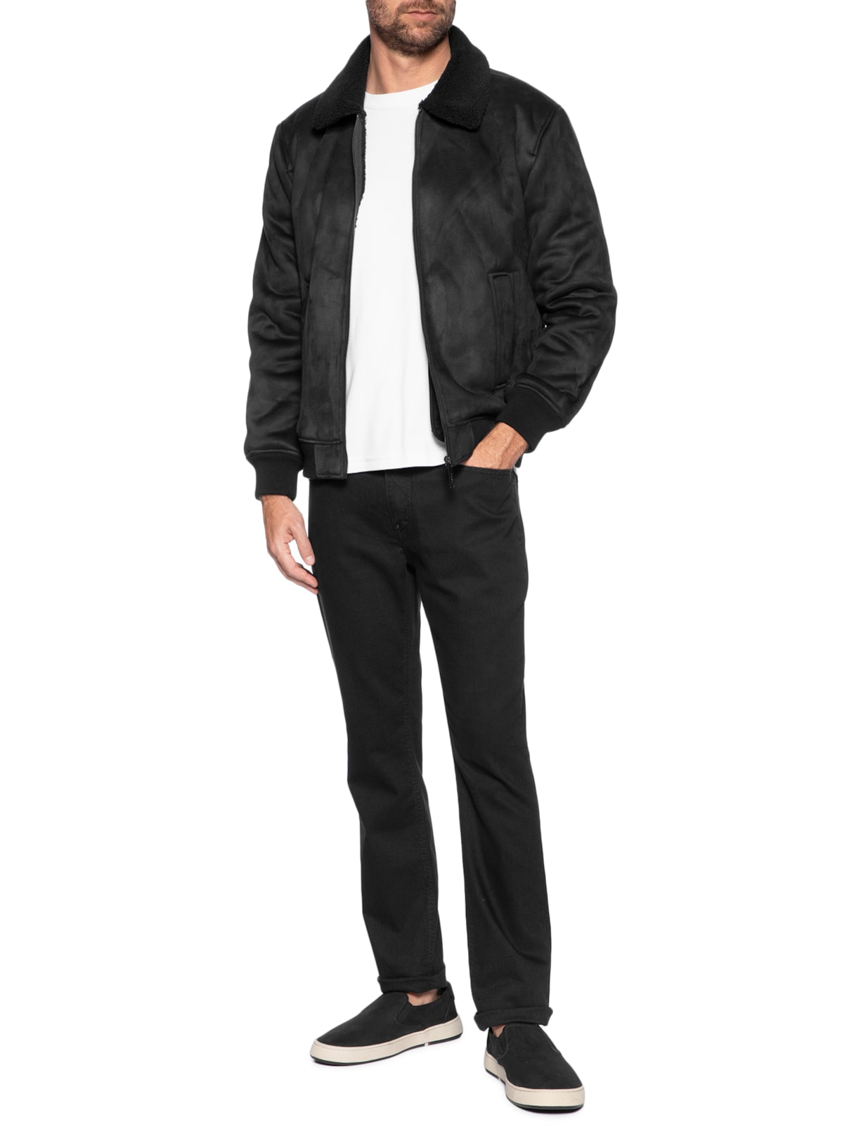 Jaqueta Masculina Aviador Sherpa – Preto Reserva