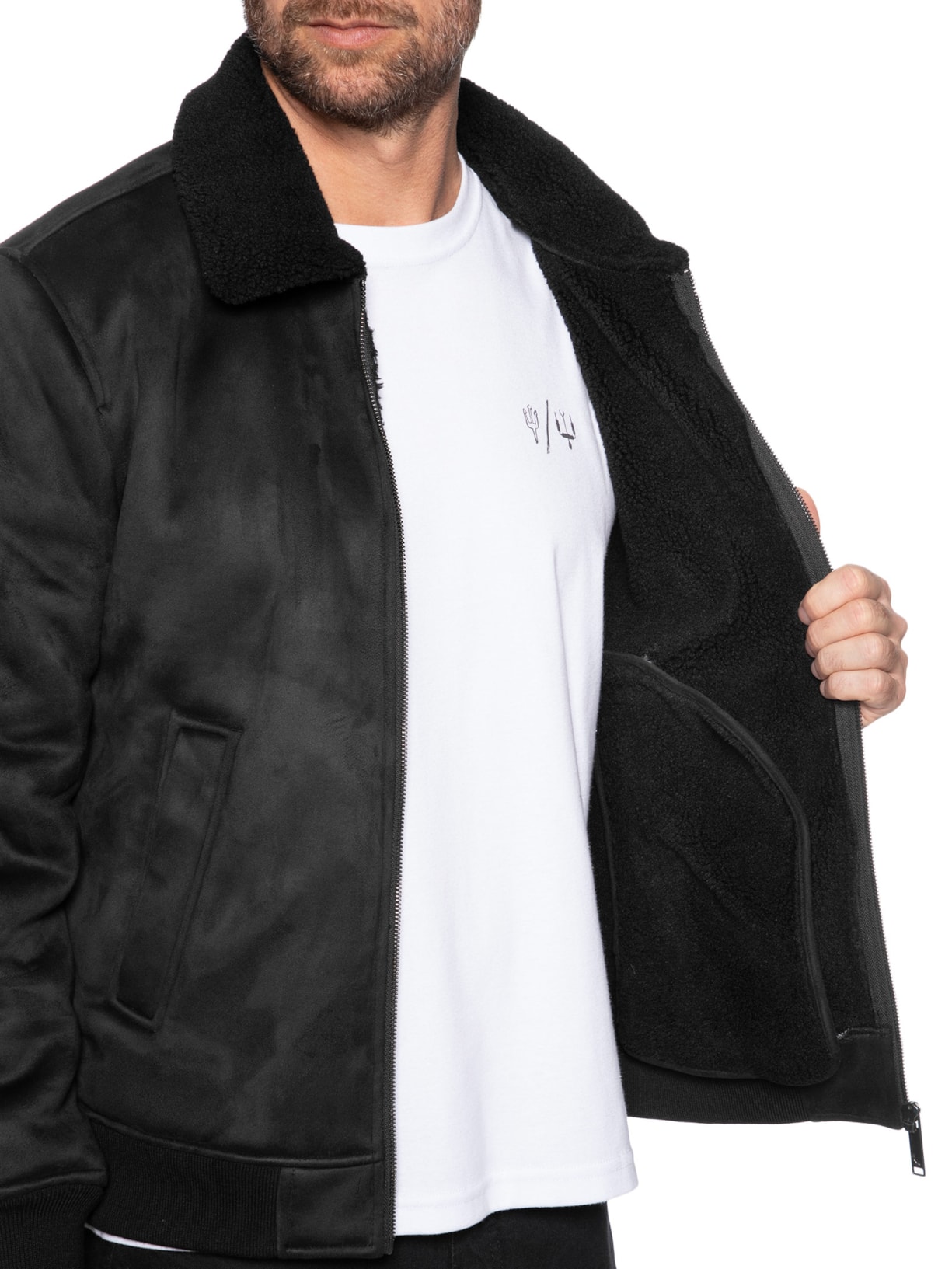 Jaqueta Masculina Aviador Sherpa – Preto Reserva