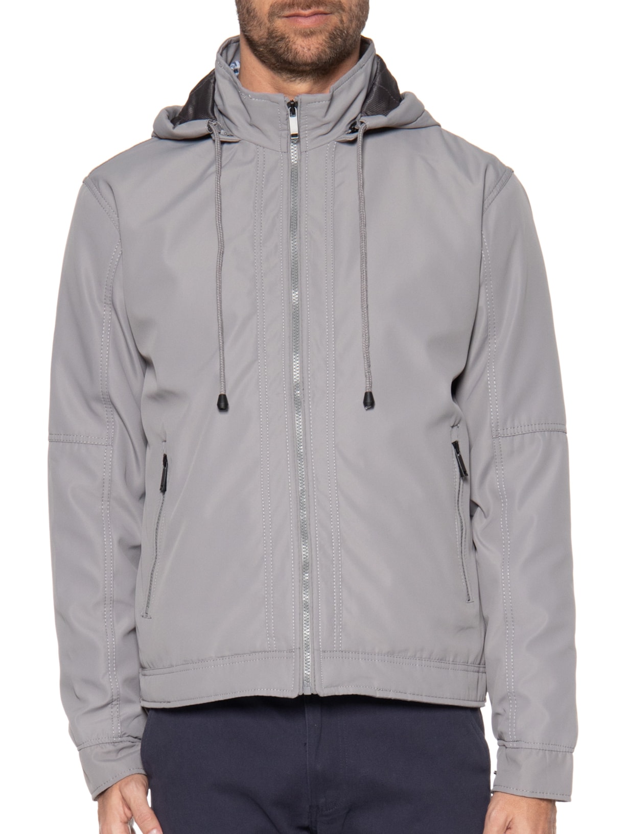 Jaqueta Masculina Básica Cinza '2 Essential