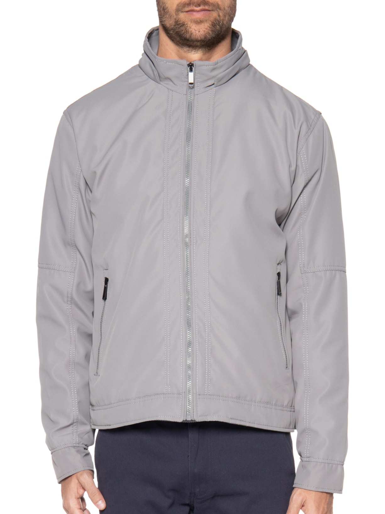 Jaqueta Masculina Básica Cinza '2 Essential