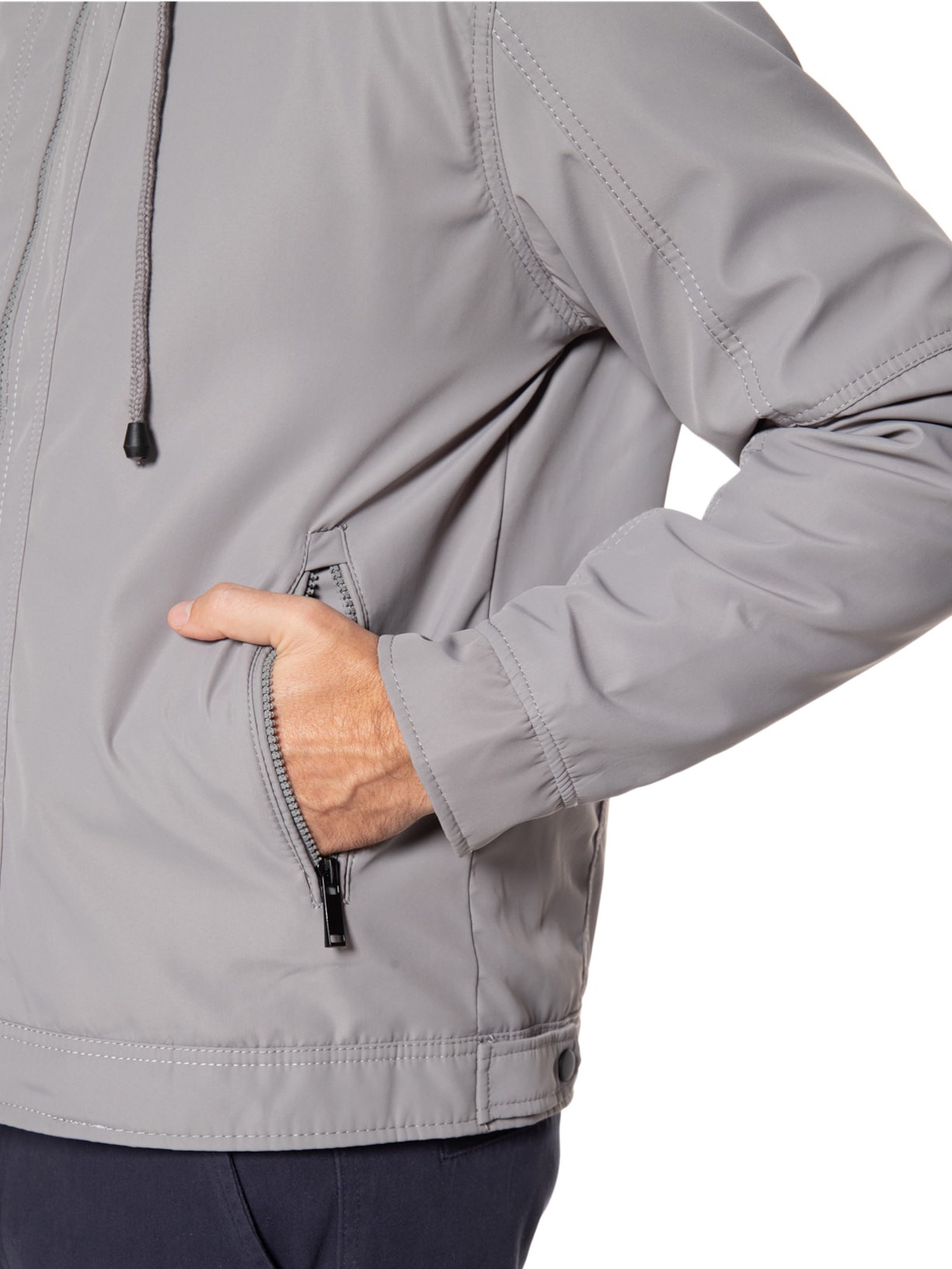 Jaqueta Masculina Básica Cinza '2 Essential