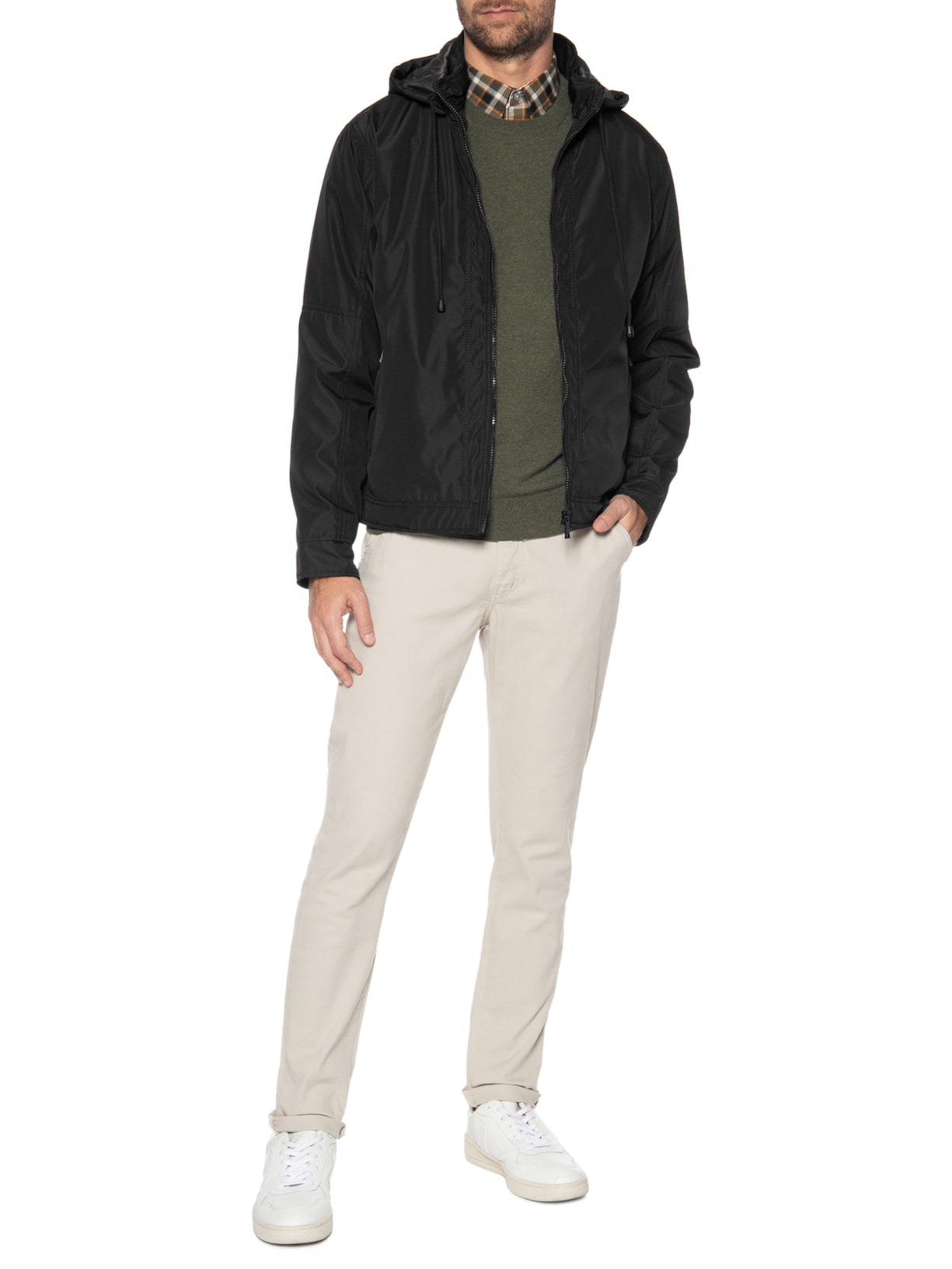 Jaqueta Masculina Básica Preto '2 Essential