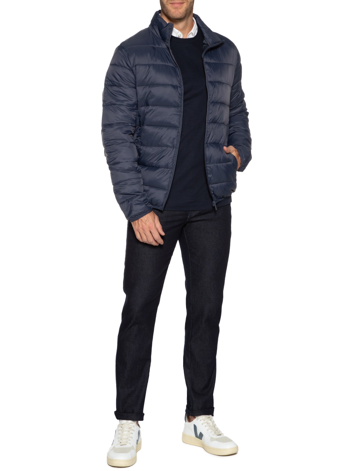 Jaqueta Masculina Básica Puffer Azul '2 Essential