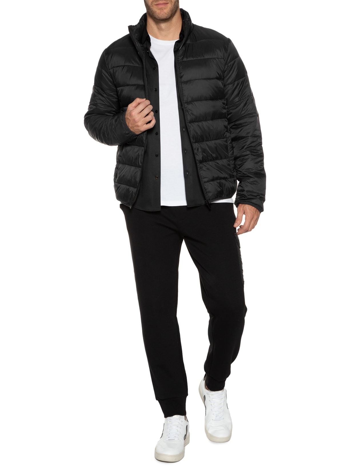 Jaqueta Masculina Básica Puffer Preto '2 Essential