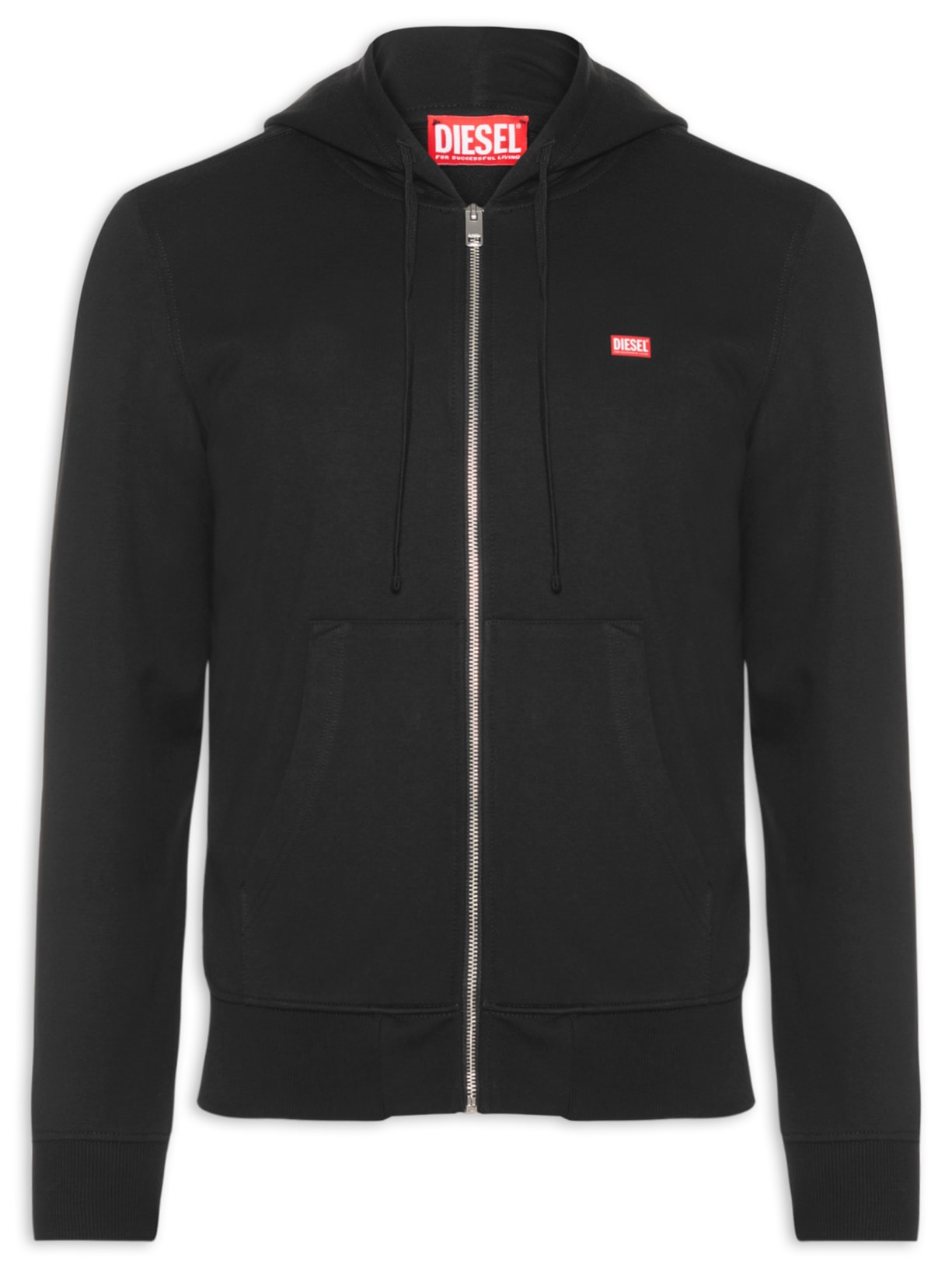 Diesel Jaqueta Masculina Básico Moletom Com Capuz E Logo Patch