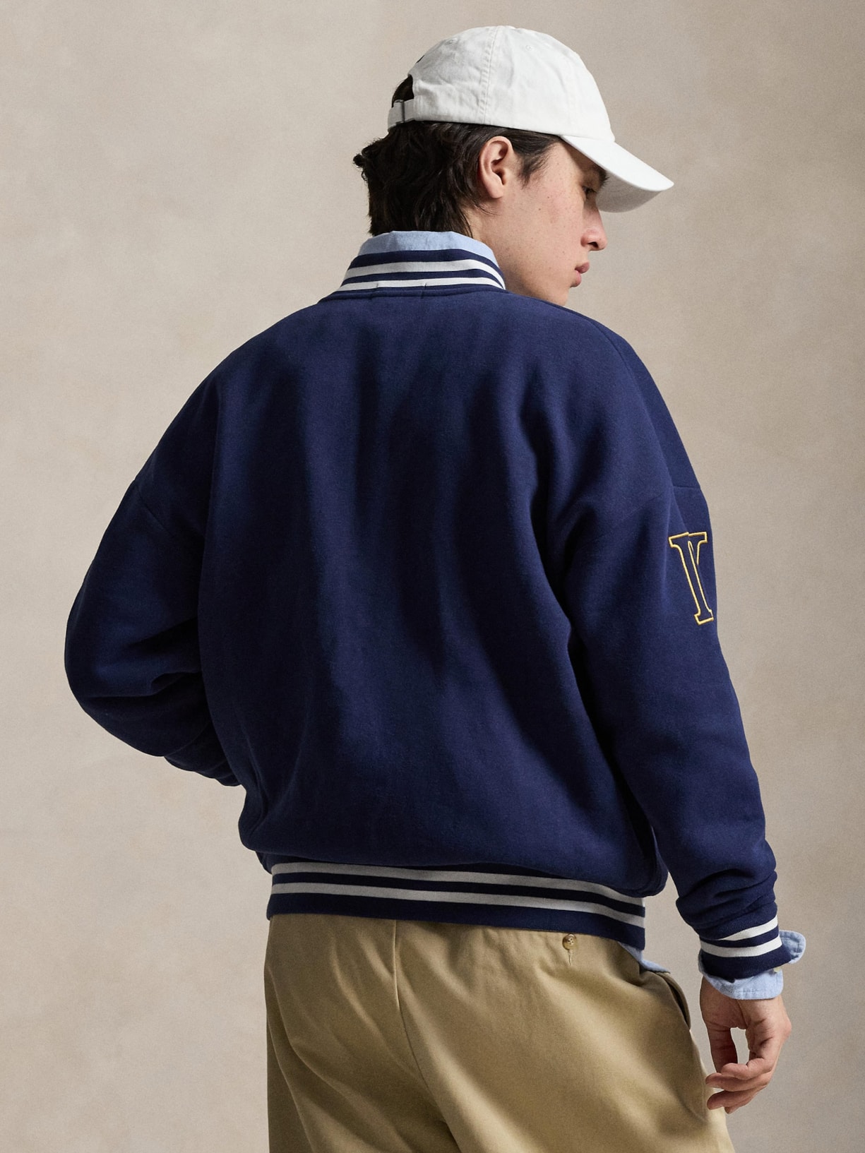 Jaqueta Masculina Bomber College Preppy Emblem Azul Polo Ralph Lauren