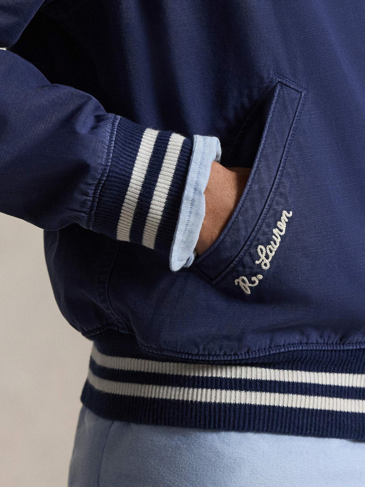 Jaqueta Masculina Bomber College Preppy Patch Azul Polo Ralph Lauren