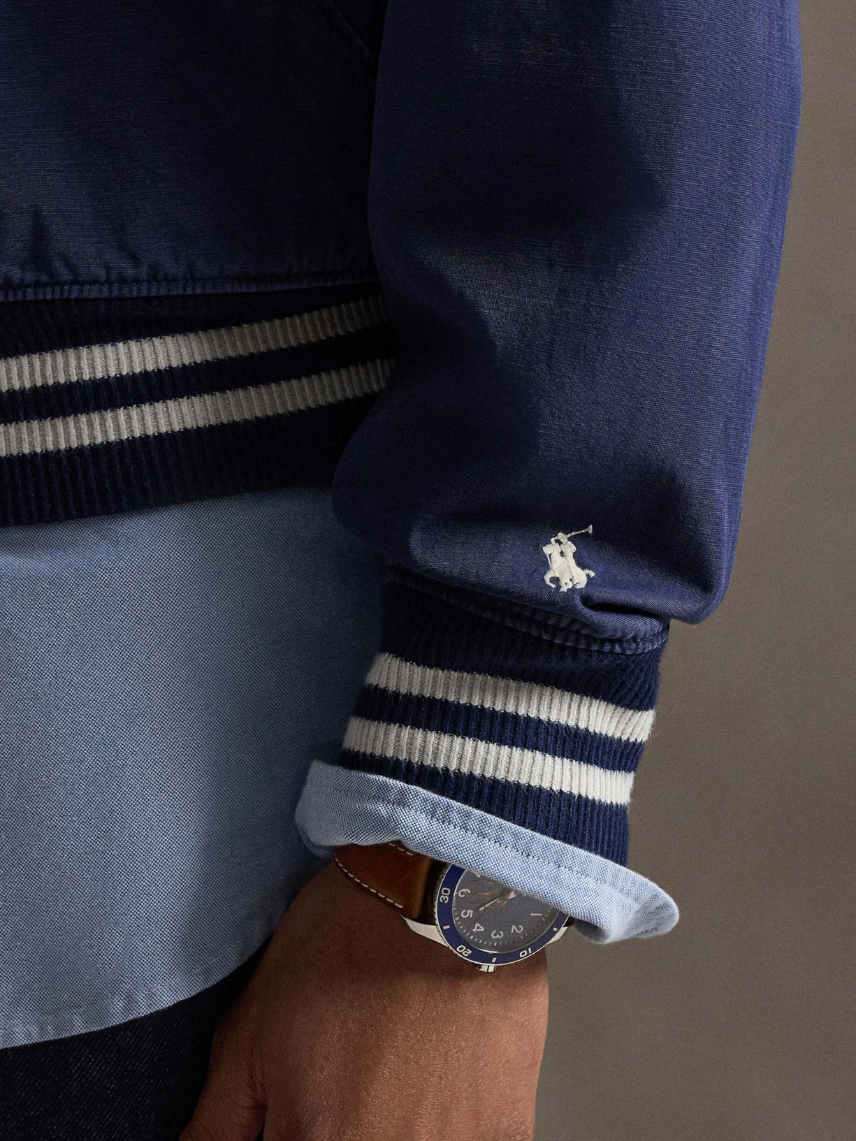 Jaqueta Masculina Bomber College Preppy Patch Azul Polo Ralph Lauren