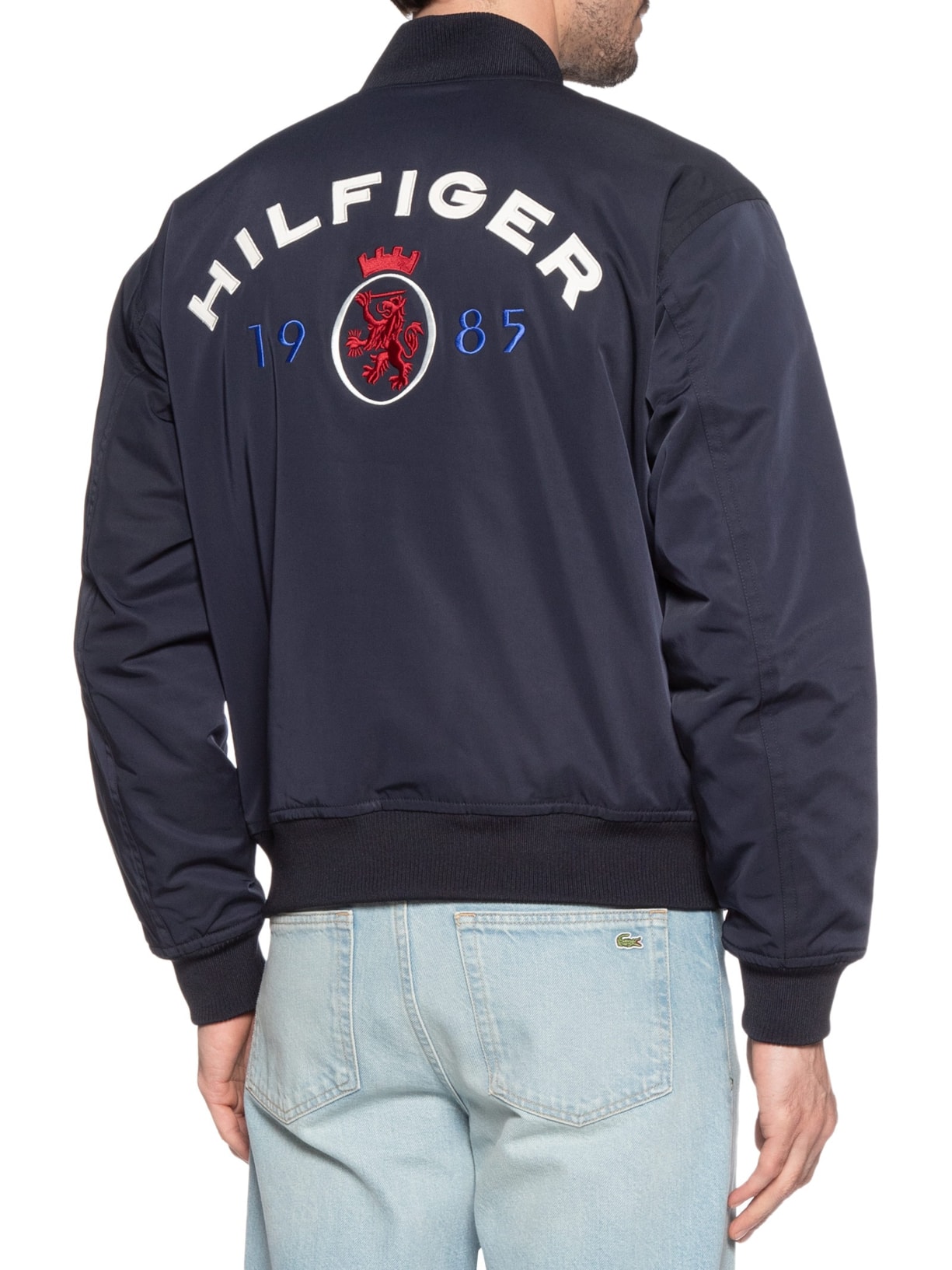 Jaqueta Masculina Bomber Com Brasão Bordado Azul Tommy Hilfiger