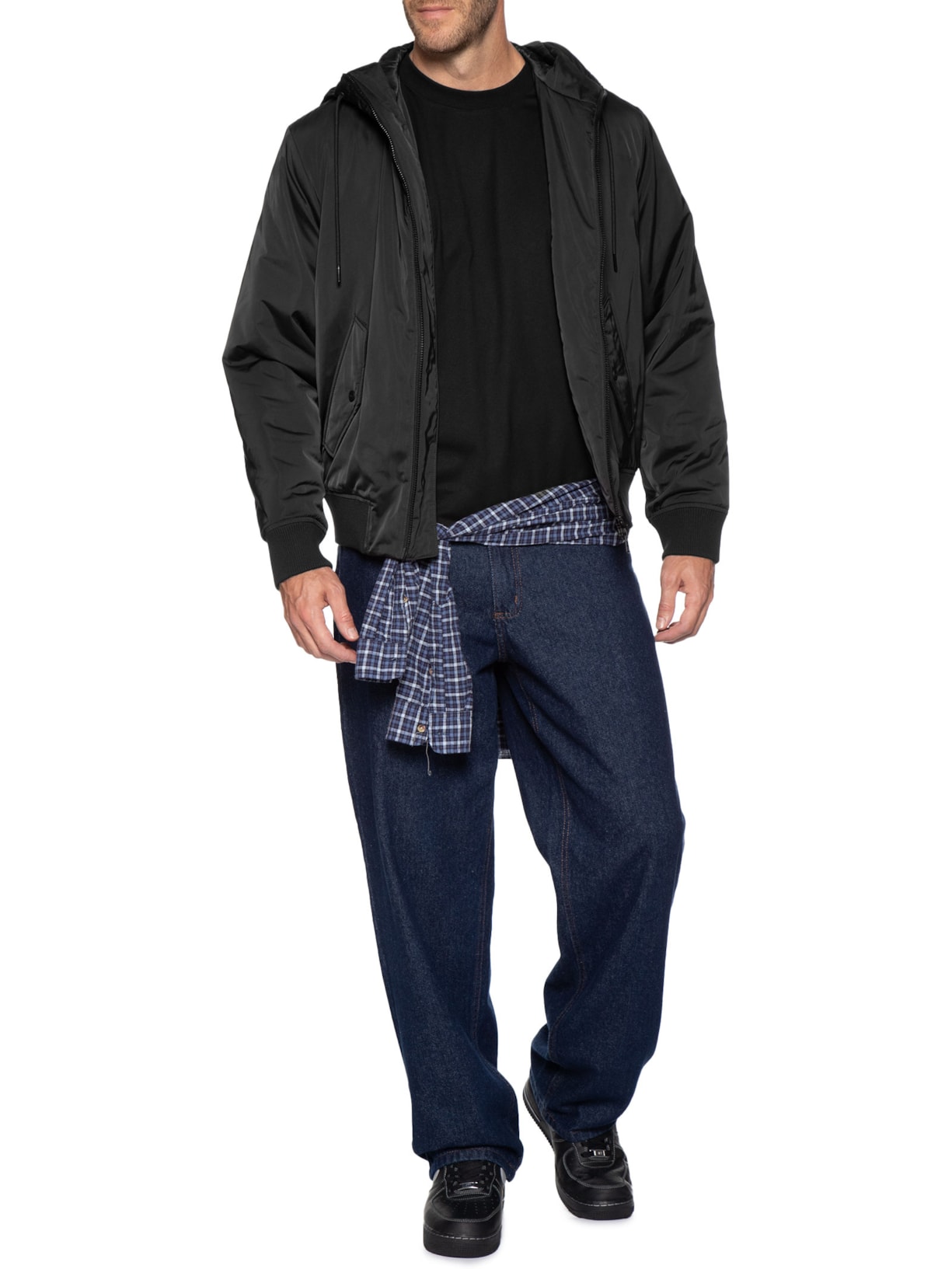 Jaqueta Masculina Bomber com Capuz Bernando2441 Preto Hugo
