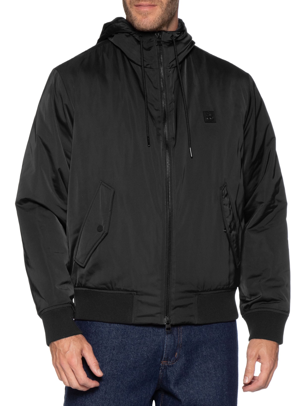 Jaqueta Masculina Bomber com Capuz Bernando2441 Preto Hugo