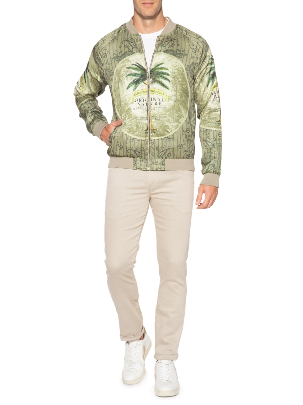 Jaqueta Masculina Bomber Coqueiro Bege Reserva