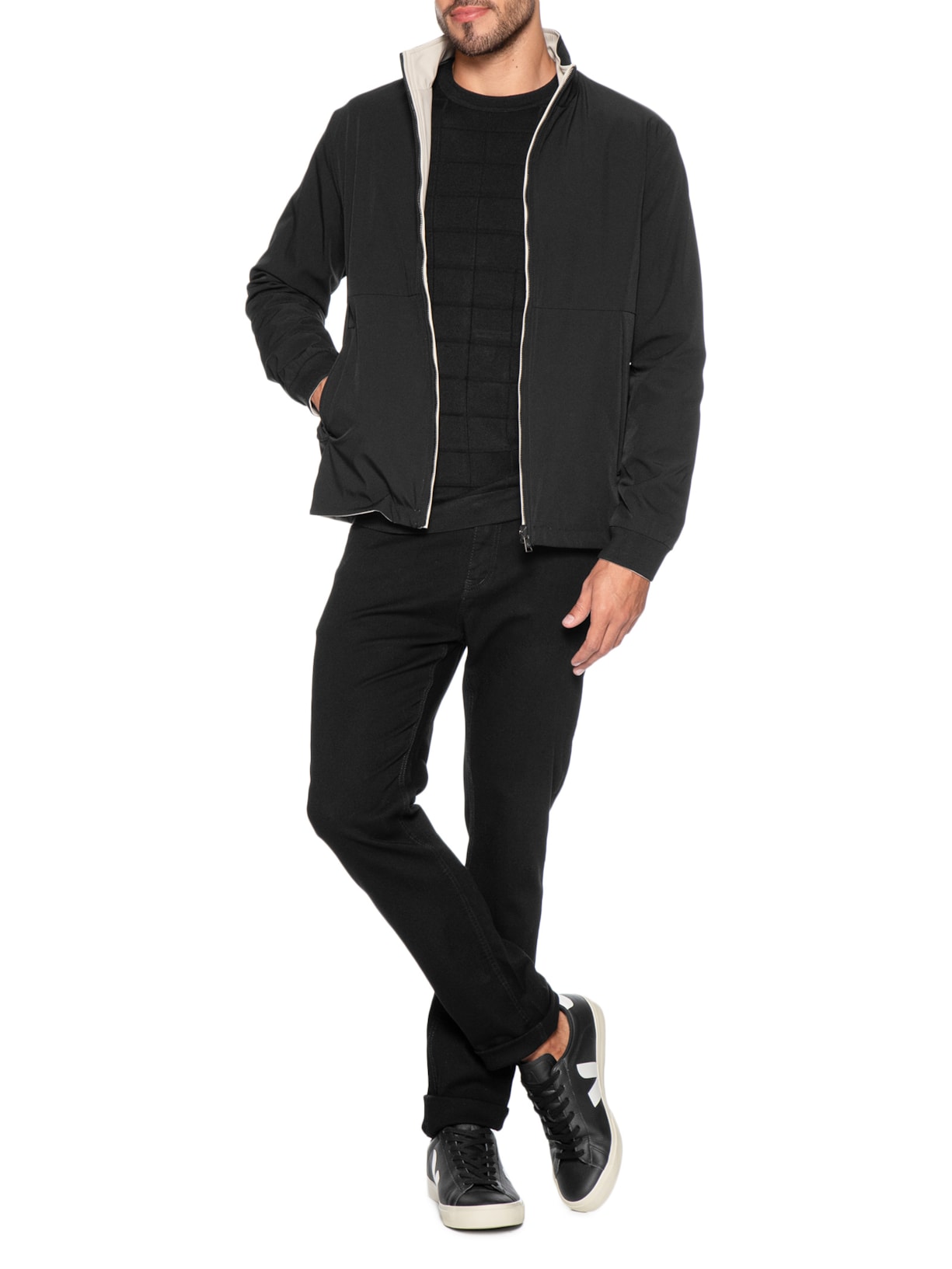 Jaqueta Masculina Bomber Corta Vento Dupla Face Liquid Repeler Preto Aramis