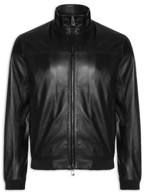 Jaqueta Masculina Bomber Couro Nappa – Preto