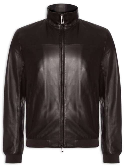 Jaqueta Masculina Bomber Couro Nappa - Marrom