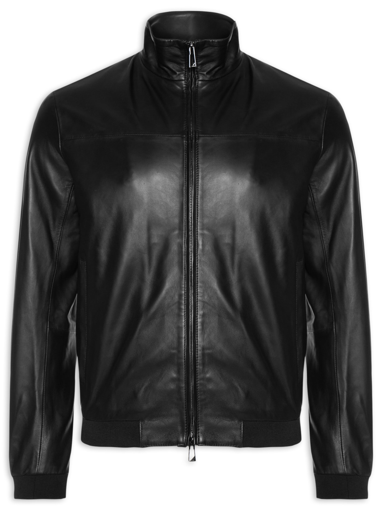 Jaqueta Masculina Bomber Couro Nappa – Preto Emporio Armani