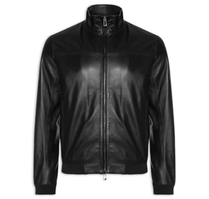 Jaqueta Masculina Bomber Couro Nappa – Preto