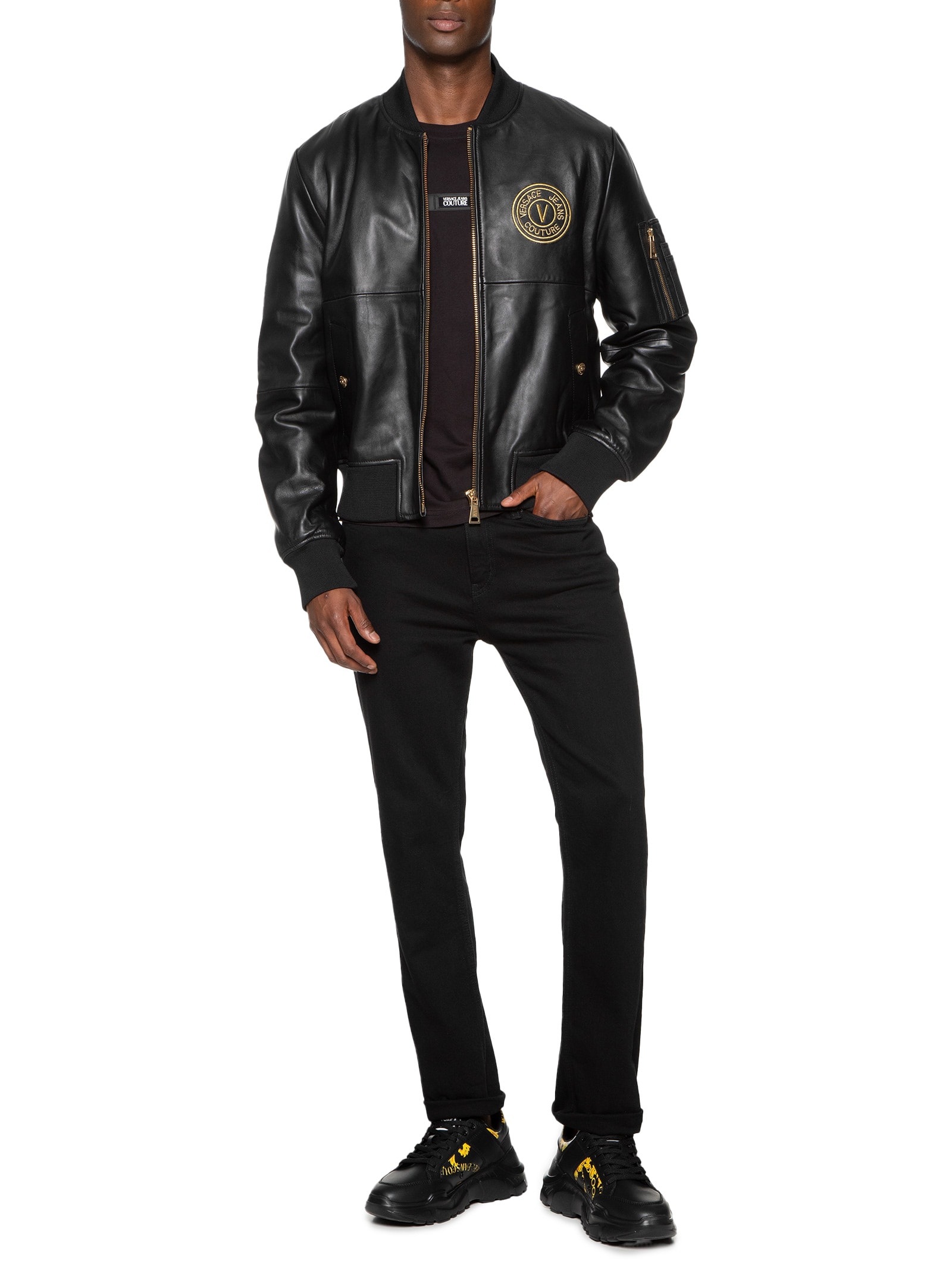 Versace Jeans Couture - Jaqueta Masculina Bomber De Couro 77UPP06