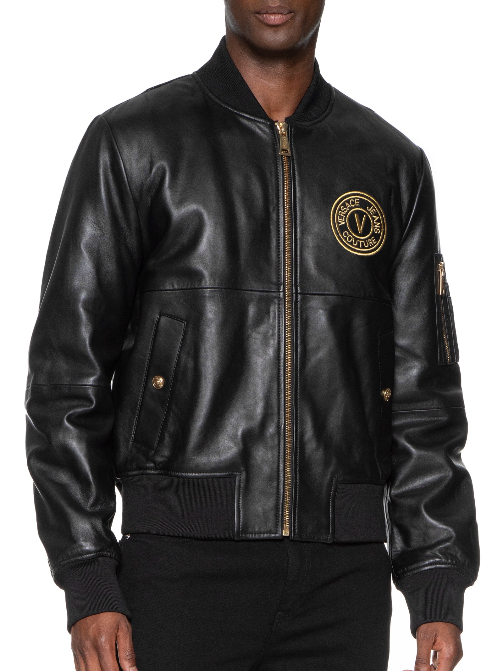 Versace Jeans Couture - Jaqueta Masculina Bomber De Couro 77UPP06