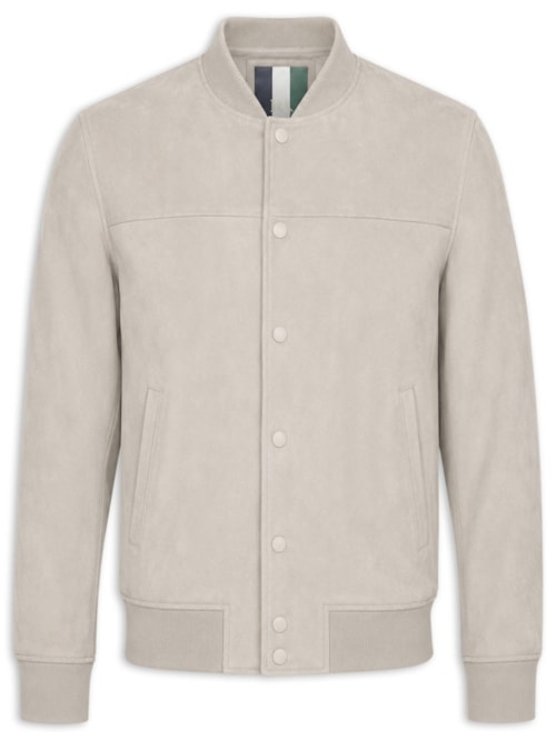 Jaqueta Masculina Bomber de Couro – Bege