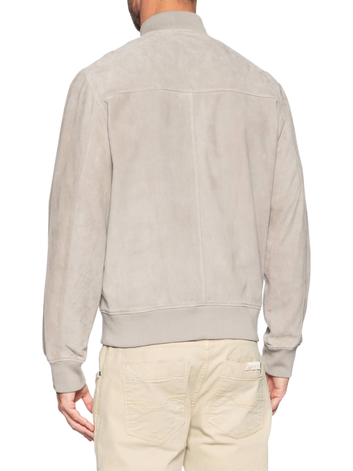 Jaqueta Masculina Bomber de Couro – Bege Reserva