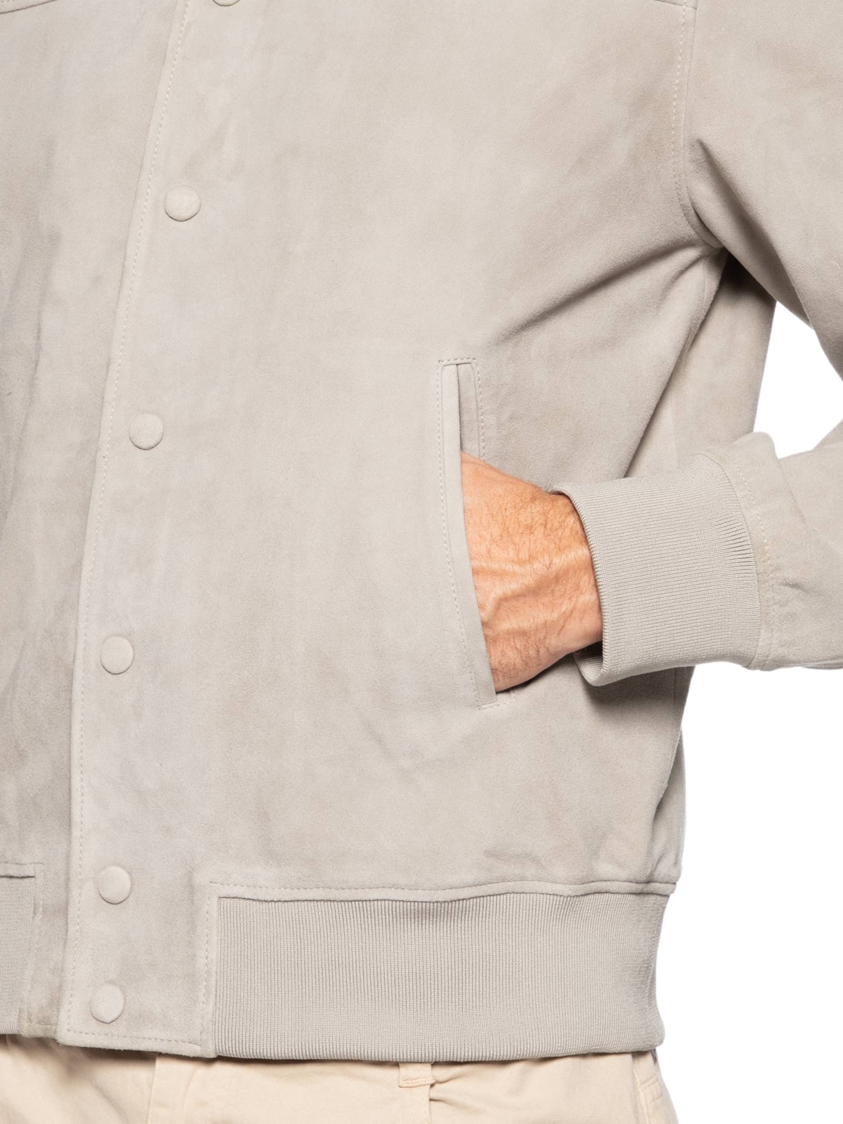 Jaqueta Masculina Bomber de Couro – Bege Reserva