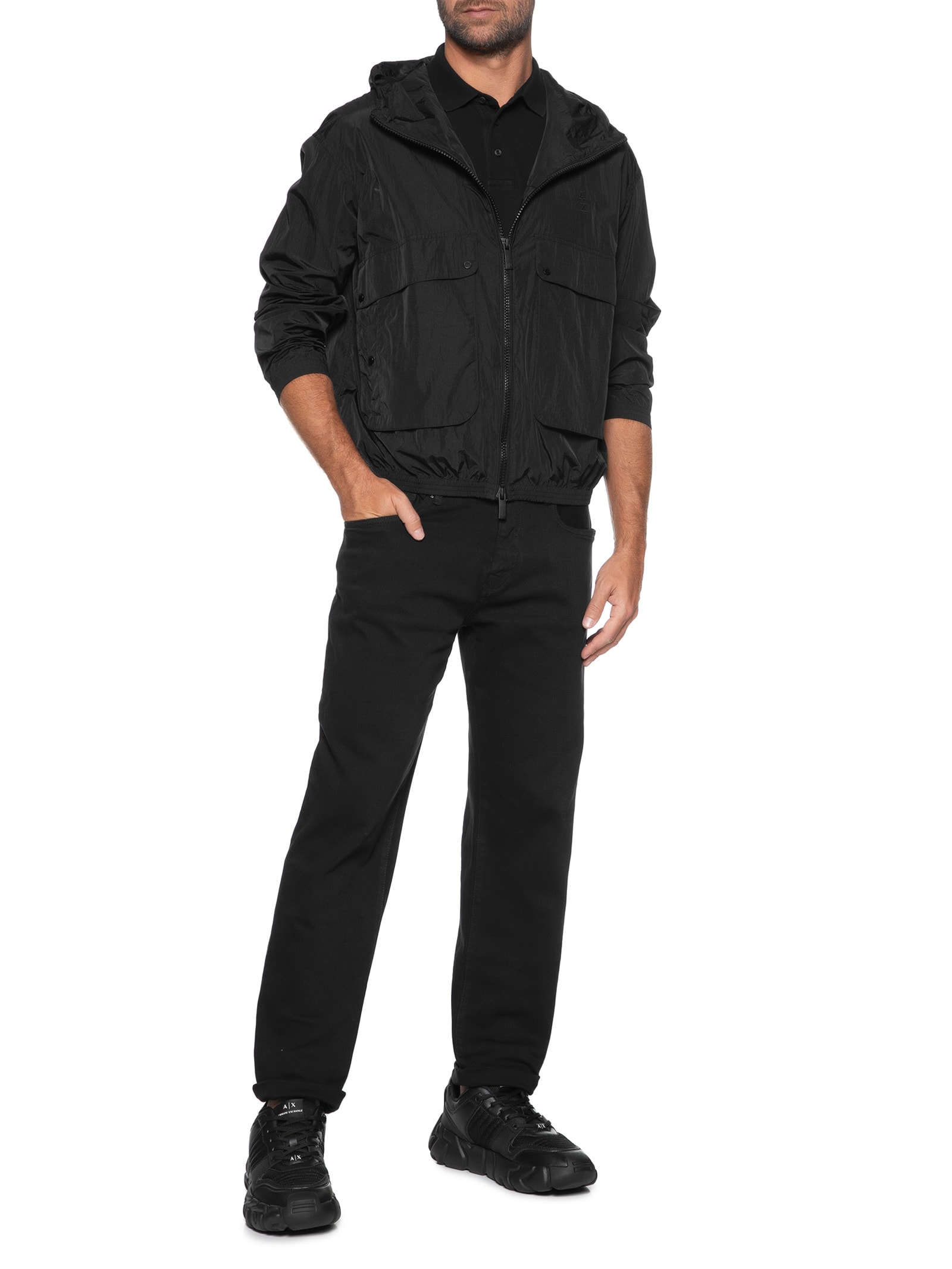 Armani Exchange - Jaqueta Masculina Bomber De Nylon - Preto