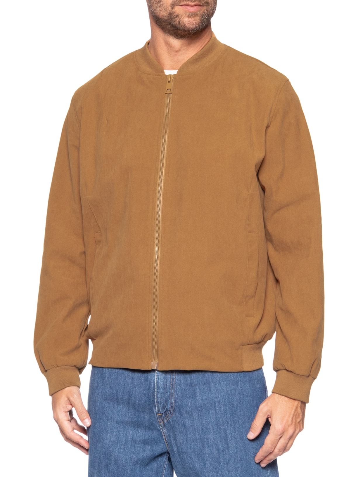 Jaqueta Masculina Bomber em Cotelê Bege '2 Essential