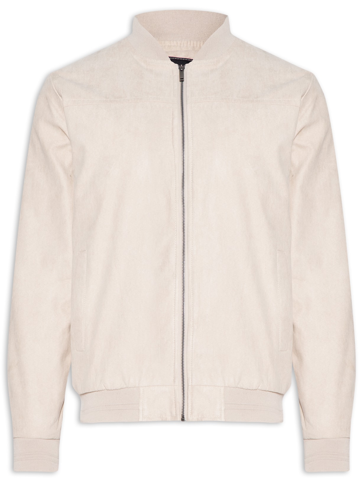 Jaqueta Masculina Bomber Em Suede - Bege
