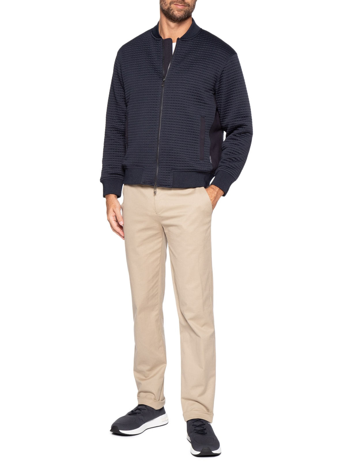 Jaqueta Masculina Bomber Jacquard Waffle Azul Armani Exchange