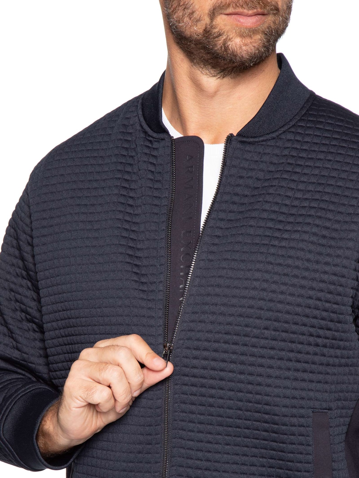 Jaqueta Masculina Bomber Jacquard Waffle Azul Armani Exchange