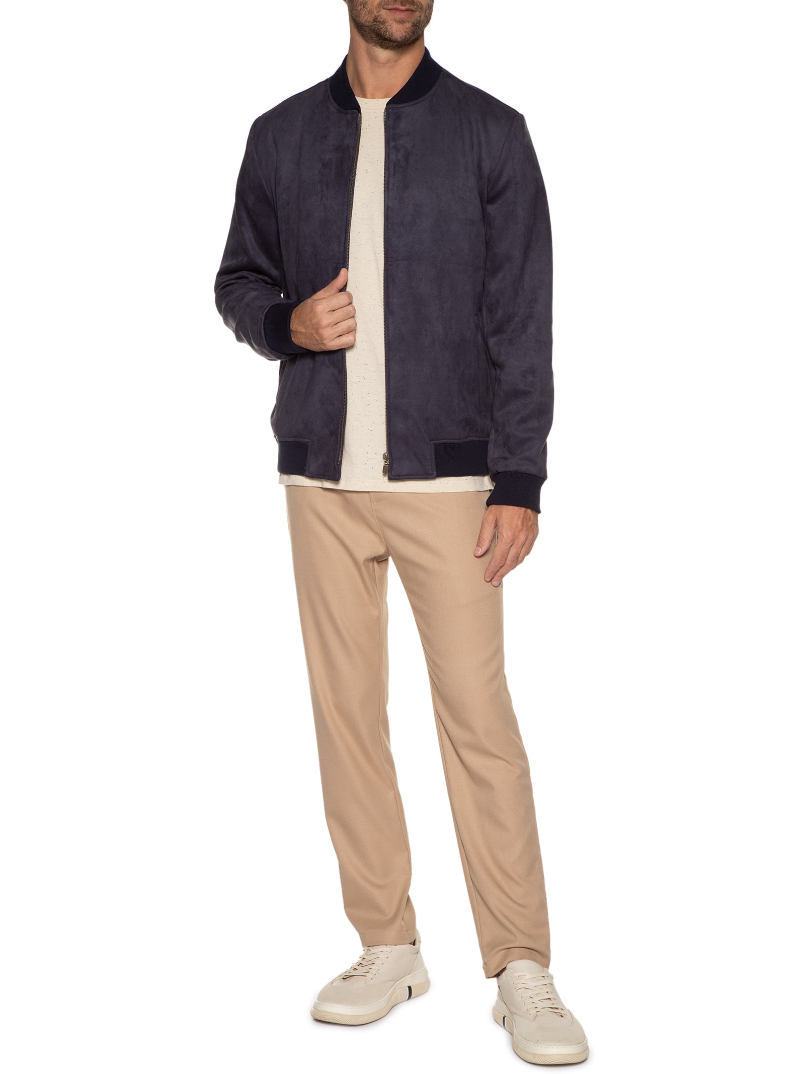 Jaqueta Masculina Bomber Suede - Foxton - Azul