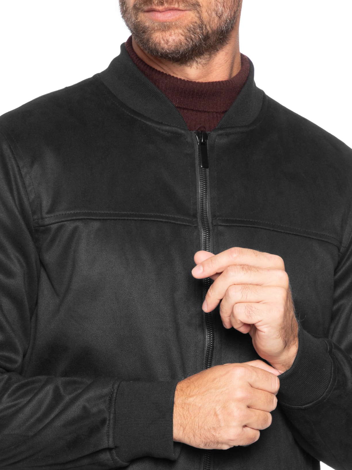 Jaqueta Masculina Bomber Suede Preto '2 Essential