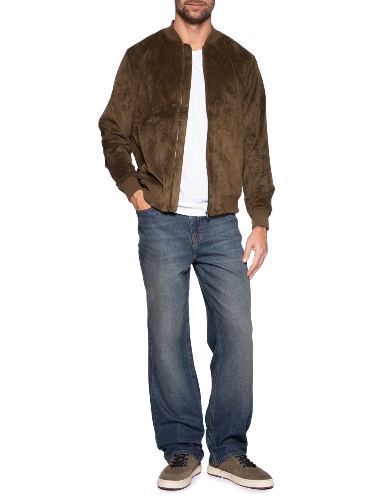 Jaqueta Masculina Bomber Suede – Marrom Aramis