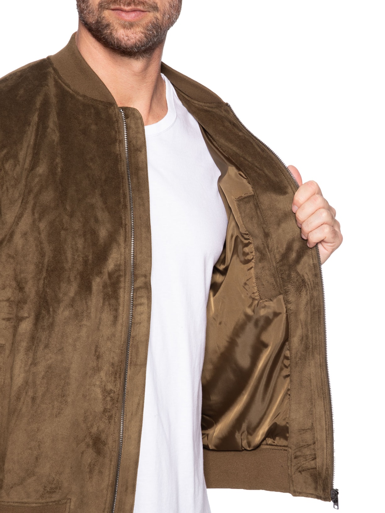 Jaqueta Masculina Bomber Suede – Marrom Aramis